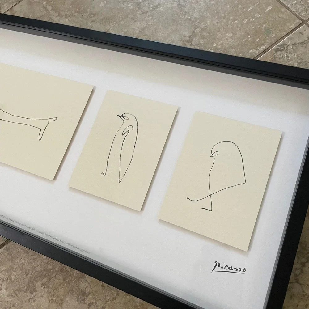 Pablo Picasso Animal Line Drawings Framed Print Set Flamingo Sausage Dog Horse